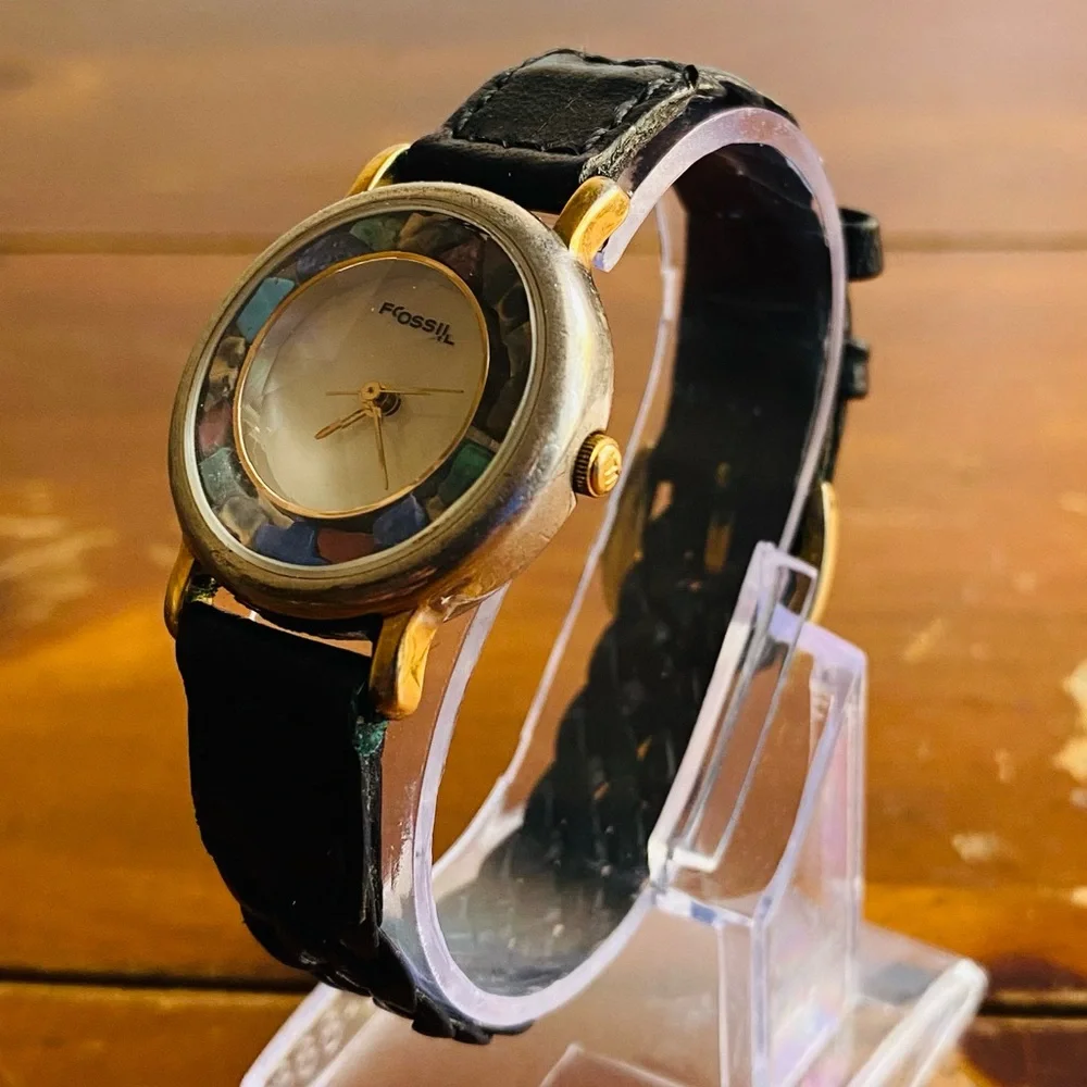 1994 MULTI COLOR STONE FOSSIL WATCH PC-7730